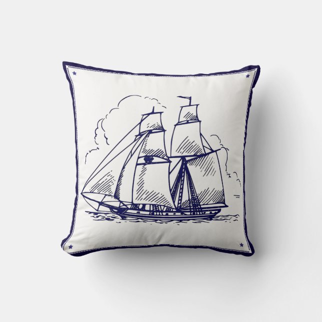 Almofada Travesseiro Branco de Desenho de Linha de Entrega  (Frente)