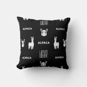 Almofada Travesseiro branco e preto do bebê alpaca por onda