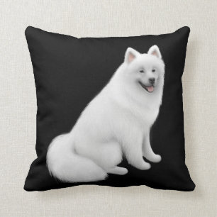 Almofada Travesseiro branco macio do cão do Samoyed