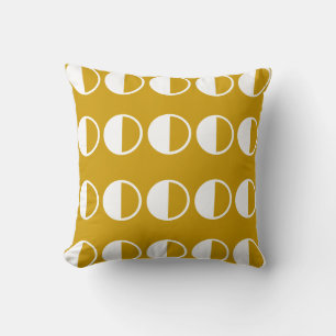 Almofada travesseiro branco retro amarelo dos círculos da