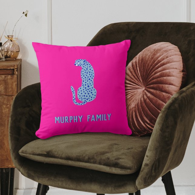 Almofada Travesseiro Brilhante Personalizado Moderno Cheeta (Bright Pink Personalized Modern Cheetah Pillow
)