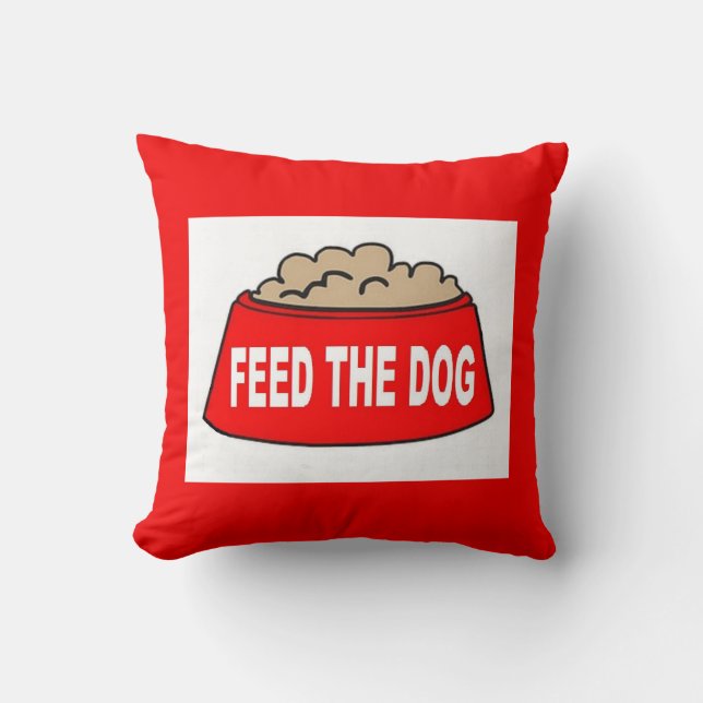 Almofada Travesseiro Cão Vermelho Alimenta O Cão (Frente)