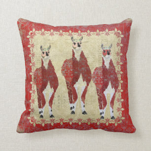 Almofada Travesseiro carmesim de Boho Mojo dos lamas