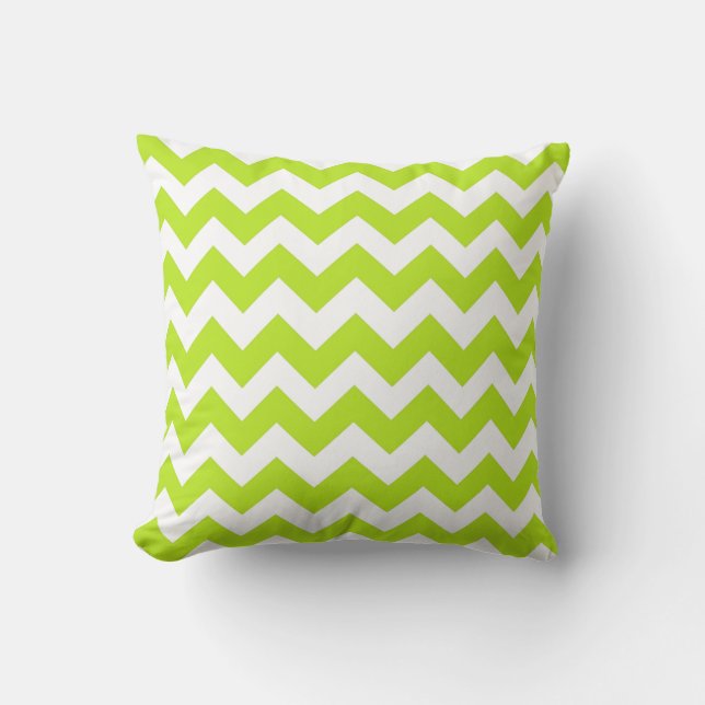 Almofada Travesseiro Chartreuse e White Chevron Zig Zag (Frente)