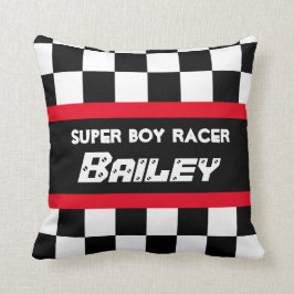 Almofada Travesseiro chequered preto vermelho do nome da