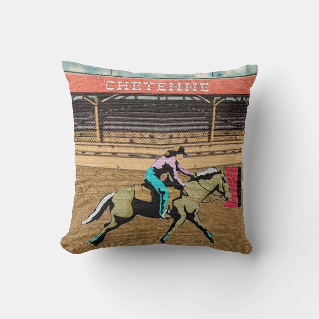 Almofada Travesseiro Cheyenne Rodeo Cowgirl Barrel Racing (Frente)