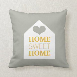 Almofada Travesseiro cinzento & amarelo da mostarda HOME
