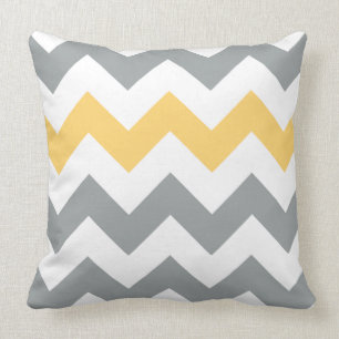 Almofada Travesseiro cinzento e amarelo de Chevron