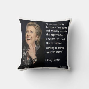Almofada Travesseiro com Citação de Hillary Clinton "Educaç