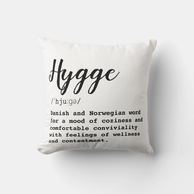 Almofada Travesseiro com definição de Hygge (Frente)