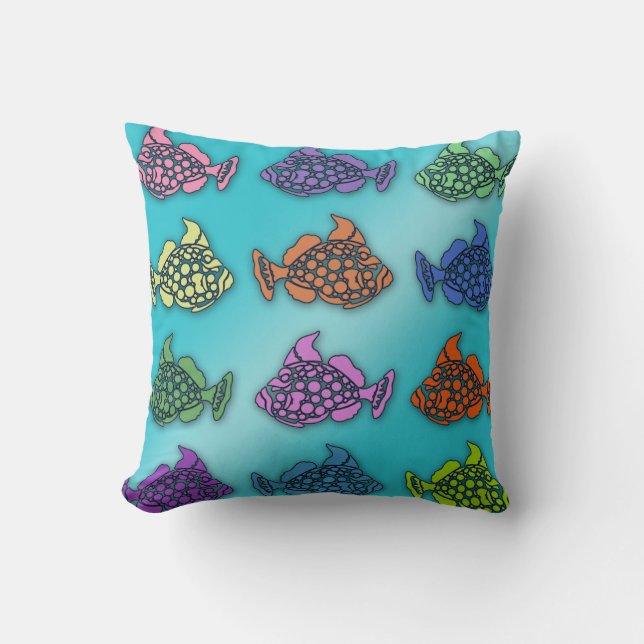 Almofada Travesseiro com Desenho de Peixe em Pastel Encanta (Frente)