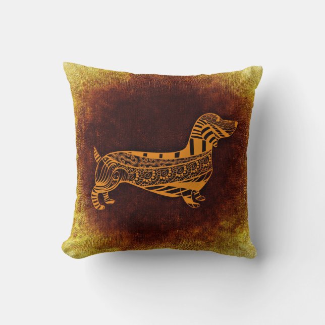 Almofada Travesseiro com Desenho Mandala de Dachshund (Frente)