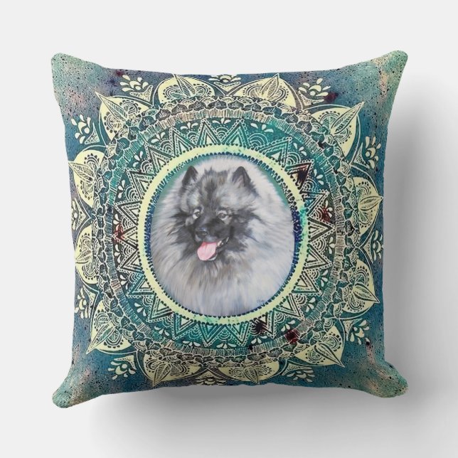 Almofada Travesseiro com Kees em bluegreen mandala (Verso)