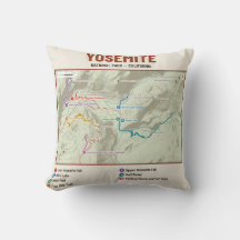 Travesseiro com Mapa do Parque Nacional de Yosemit