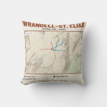 Travesseiro com Mapa do Parque Nacional Wrangell–S
