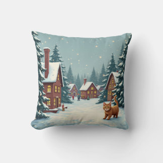 Almofada Travesseiro com Natal e gato