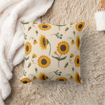 Travesseiro com padrão de girassol e bagas Boho Vi