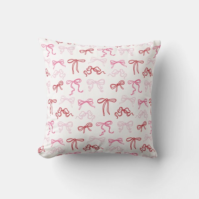 Almofada Travesseiro com padrão de laço coquete rosa e verm (Frente)