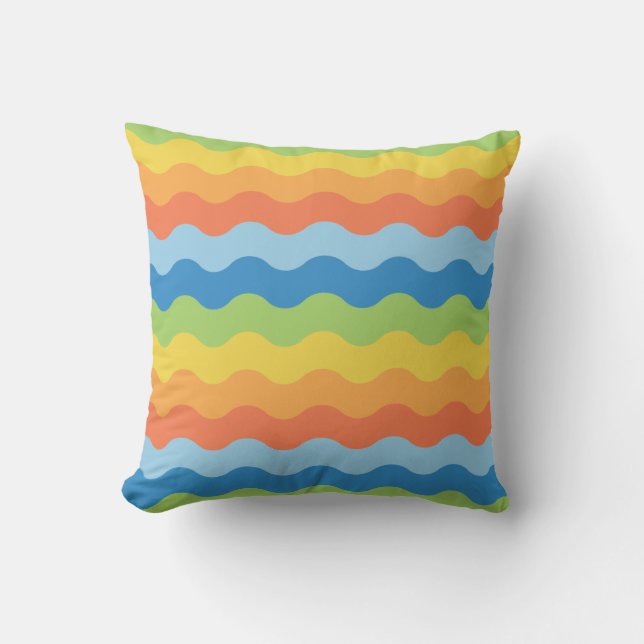 Almofada Travesseiro com Padrão de Ondas Multicoloridas (Frente)