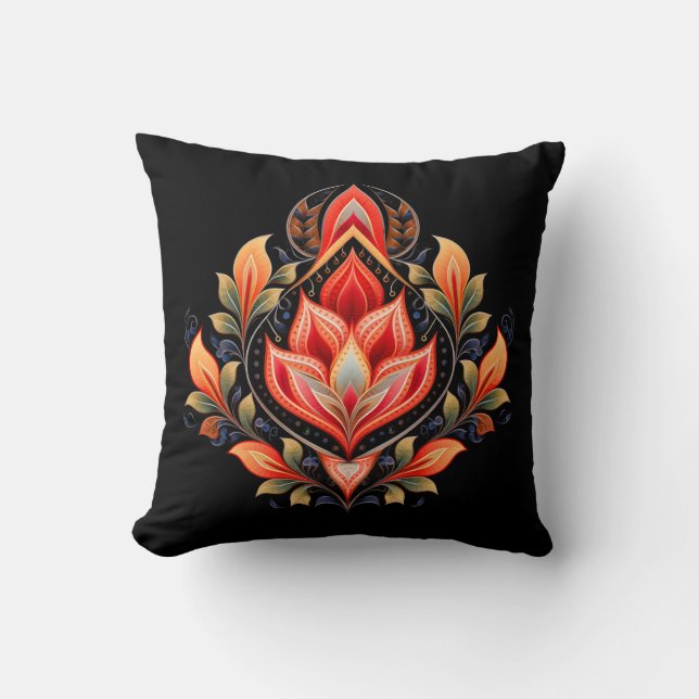 Almofada Travesseiro com padrão de tulipas flamejantes (Frente)