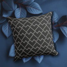 Travesseiro com Padrão Geométrico Preto Elegante e