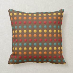 Almofada Travesseiro com Pontos Marrons, Laranja, Amarelo,