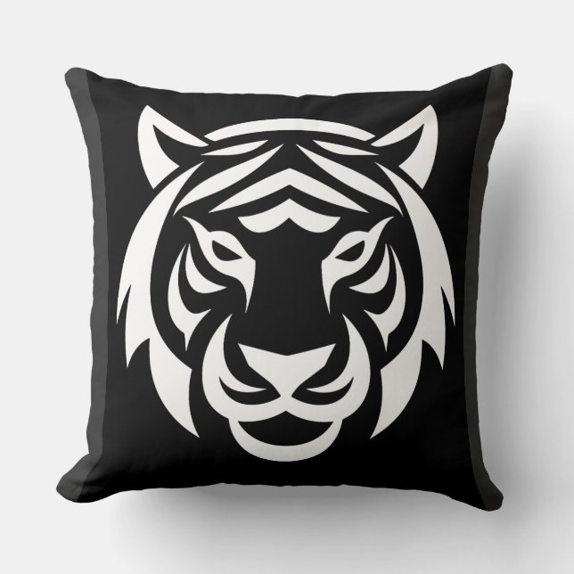 Almofada Travesseiro com Rosto de Tigre Branco (Frente)
