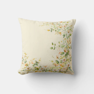 Almofada Travesseiro cor de creme com floral delicado em aq