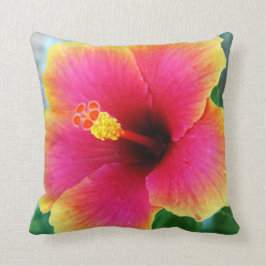 Almofada Travesseiro cor-de-rosa amarelo do hibiscus