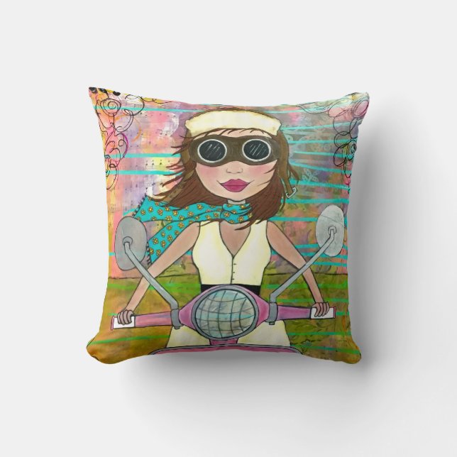 Almofada Travesseiro cor-de-rosa do patinete (Frente)