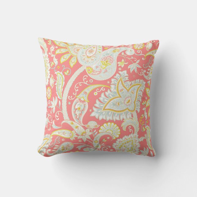 Almofada Travesseiro Coral Pastel Paisley (Frente)