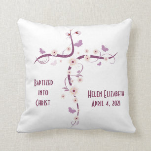 Almofada Travesseiro Cross w/Flower-Buttery BaptIsmal Keeps