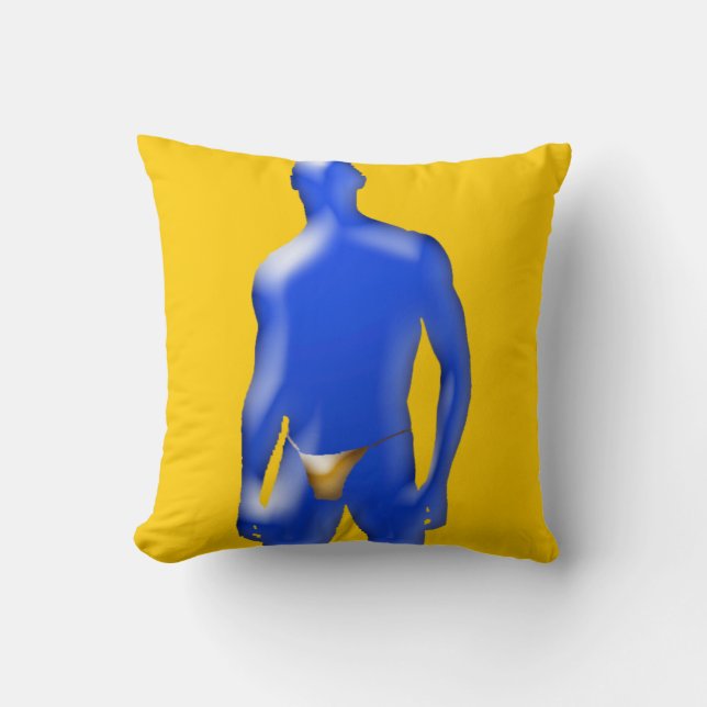 Almofada Travesseiro Cueca Laranja Homem Azul (Frente)