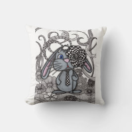 Almofada Travesseiro Cute Hand-Drawn Bunny Rabbit Zen Doodl