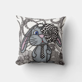 Almofada Travesseiro Cute Hand-Drawn Bunny Rabbit Zen Doodl
