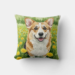 Almofada Travesseiro Cute Welsh Pembroke Corgi Dandelions