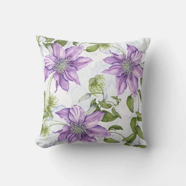 Almofada Travesseiro da flor do Clematis (Frente)