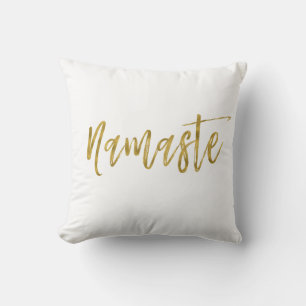 Almofada Travesseiro da folha Dourado do falso de Namaste