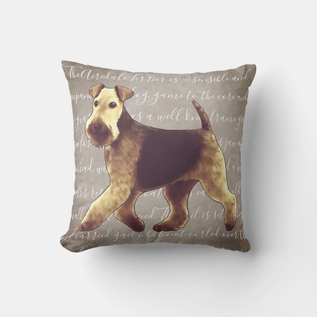 Almofada Travesseiro da ilustração de Airedale Terrier (Frente)