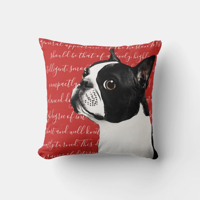 Almofada Travesseiro da ilustração de Boston Terrier (Frente)