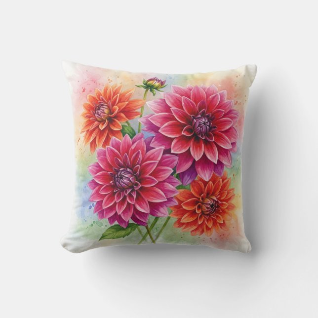 Almofada Travesseiro Dahlias Flowers (Frente)