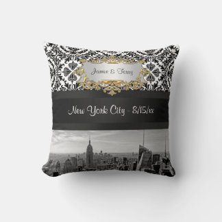 Almofada Travesseiro Damask NY City Skyline BW 431