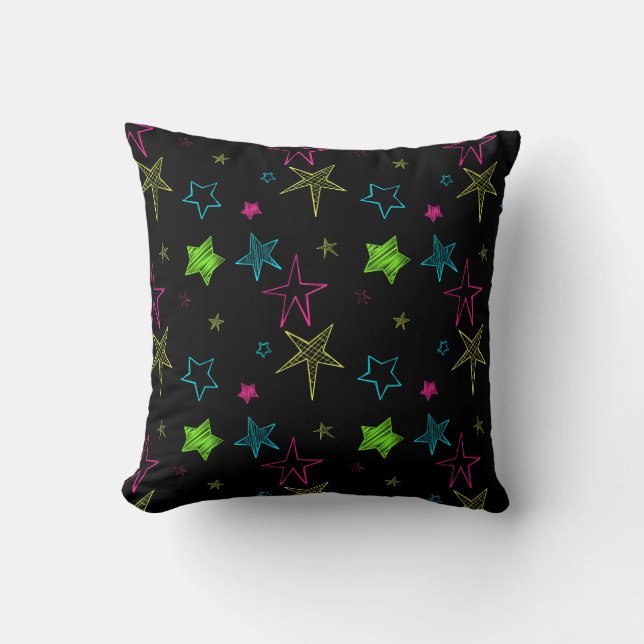 Almofada Travesseiro das estrelas de neon Doodle (Frente)