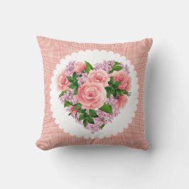 Almofada Travesseiro das rosas rosa e das flores lilás