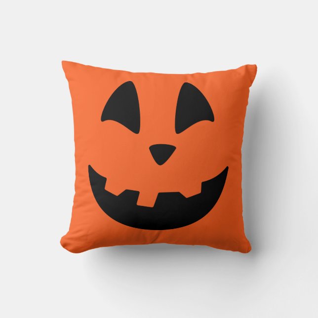 Almofada Travesseiro de Abóbora com Rosto de Jack O Lantern (Frente)