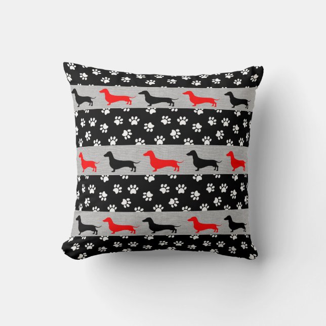 Almofada Travesseiro de acento dachshund cinza vermelho pre (Frente)