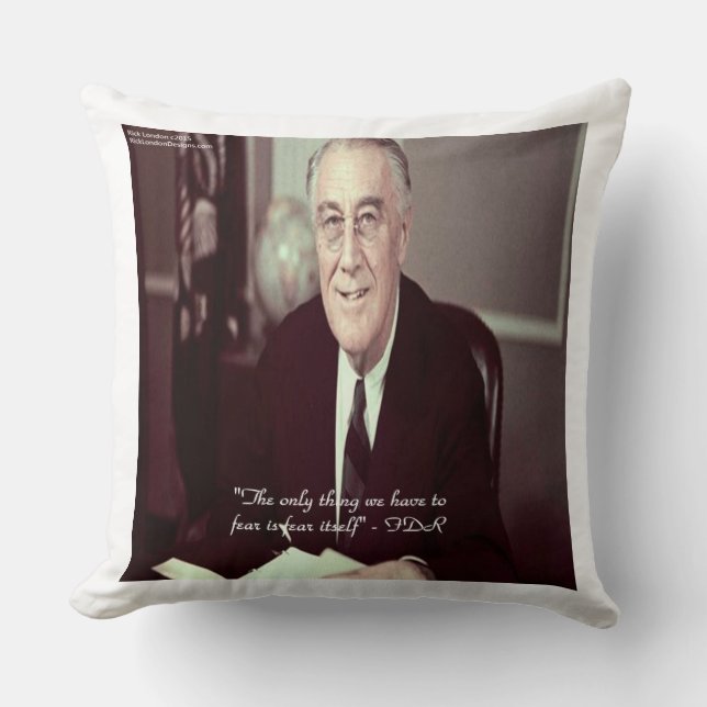 Almofada Travesseiro de Algodão com Citação de FDR & Nada a (Frente)