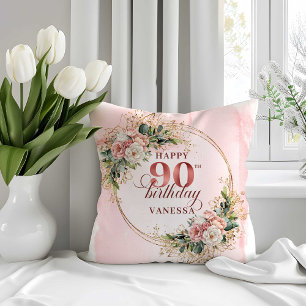 Almofada Travesseiro de Aniversário de 90 Anos Rose Gold Du