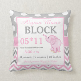 Almofada Travesseiro de Anúncio de Bebê Elefante Rosa cinza