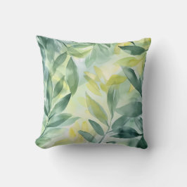 Almofada Travesseiro de Aquarela de Folha Verde Suave